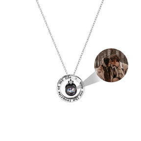 Personalized Letter Decoration Round Pendant Custom Color Photo Couple Projection Necklace