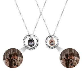 Personalized Letter Decoration Round Pendant Custom Color Photo Couple Projection Necklace