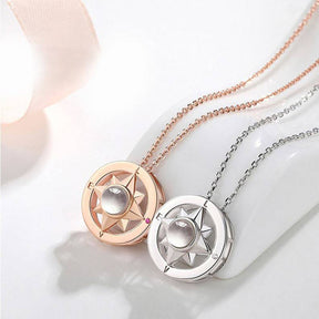 Projection Photo Necklace Custom Compass Necklace Personalized Lucky Star Couple Jewelry