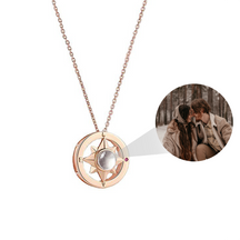 Projection Photo Necklace Custom Compass Necklace Personalized Lucky Star Couple Jewelry