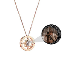 Projection Photo Necklace Custom Compass Necklace Personalized Lucky Star Couple Jewelry