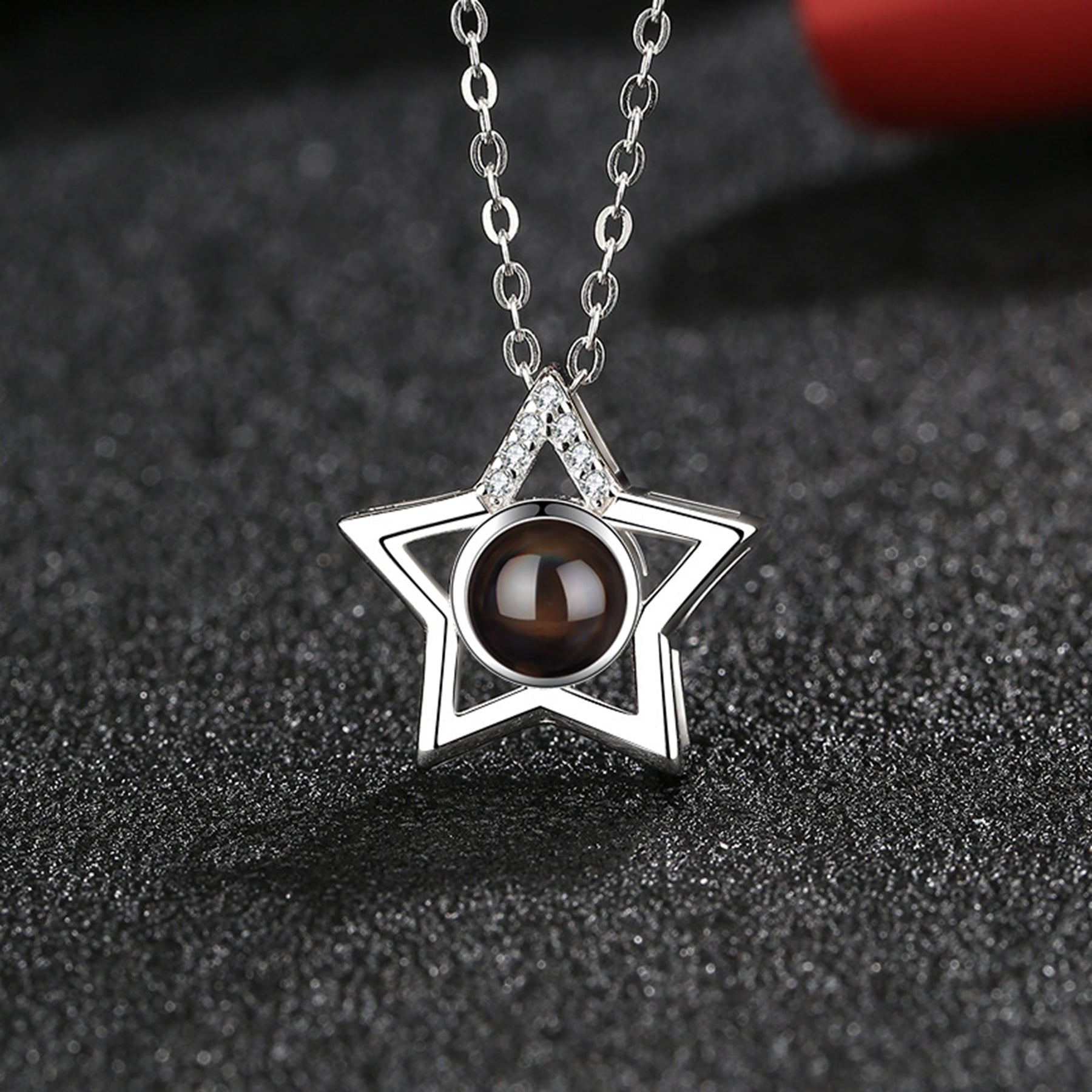 Custom Name Photo Projection Pendant Five Pointed Star Personalized Necklace