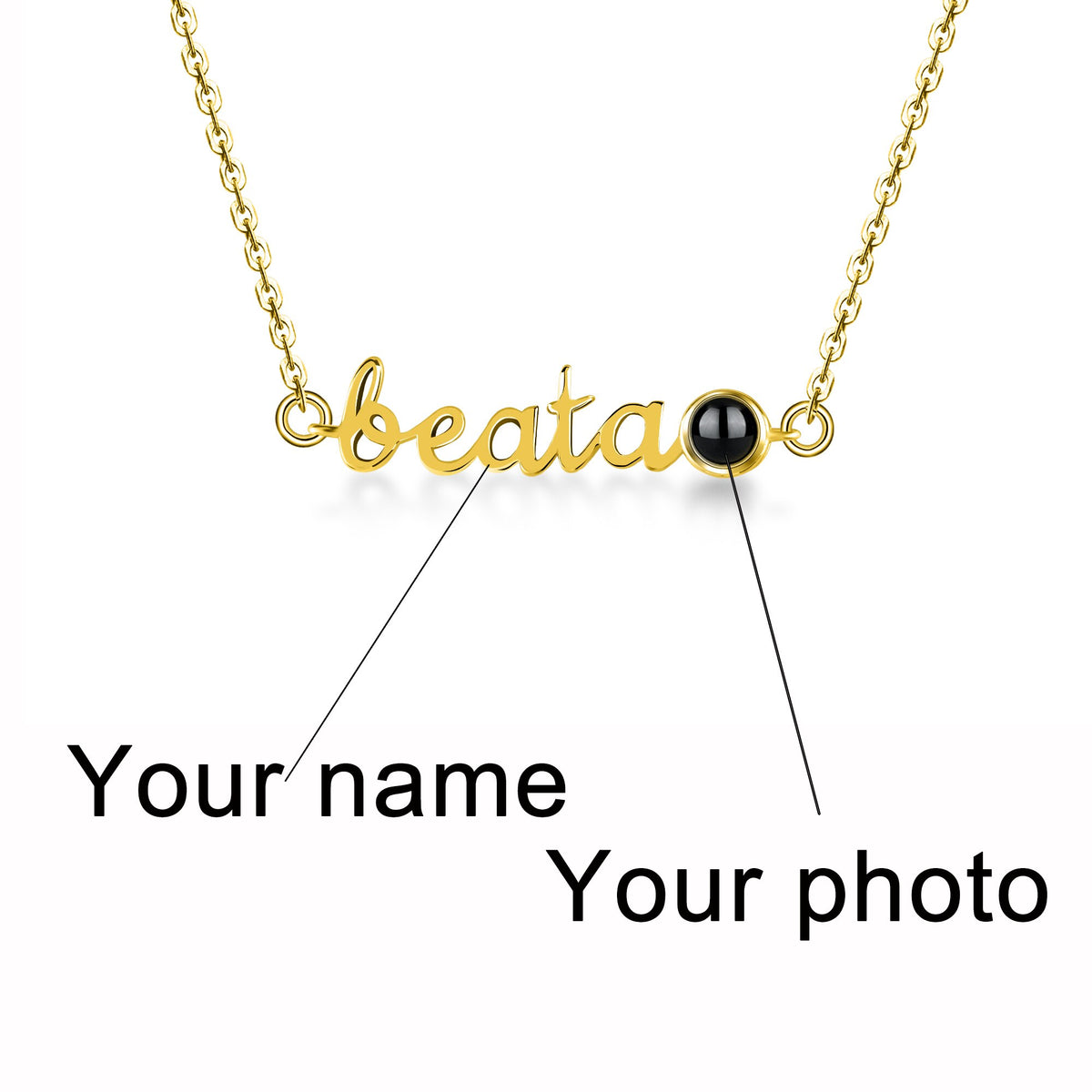 Ciondolo personalizzato Catena della clavicola Collana personalizzata con foto di proiezione del nome