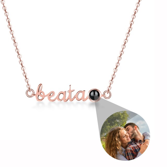 Ciondolo personalizzato Catena della clavicola Collana personalizzata con foto di proiezione del nome