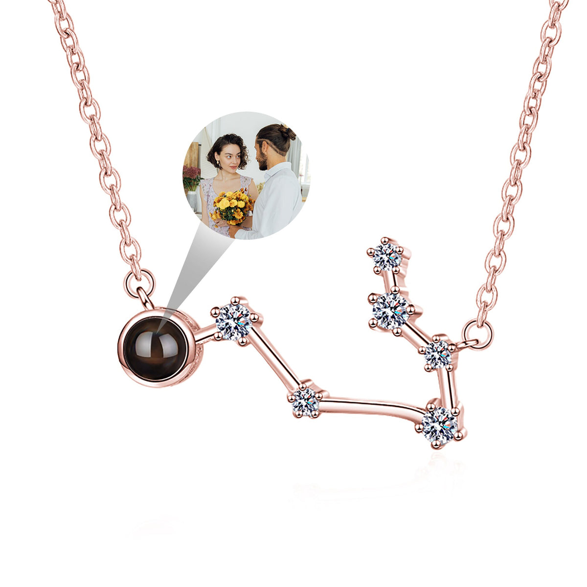 Collana personalizzata con proiezione di 12 costellazioni Regali di gioielli con ciondolo con foto a colori personalizzati