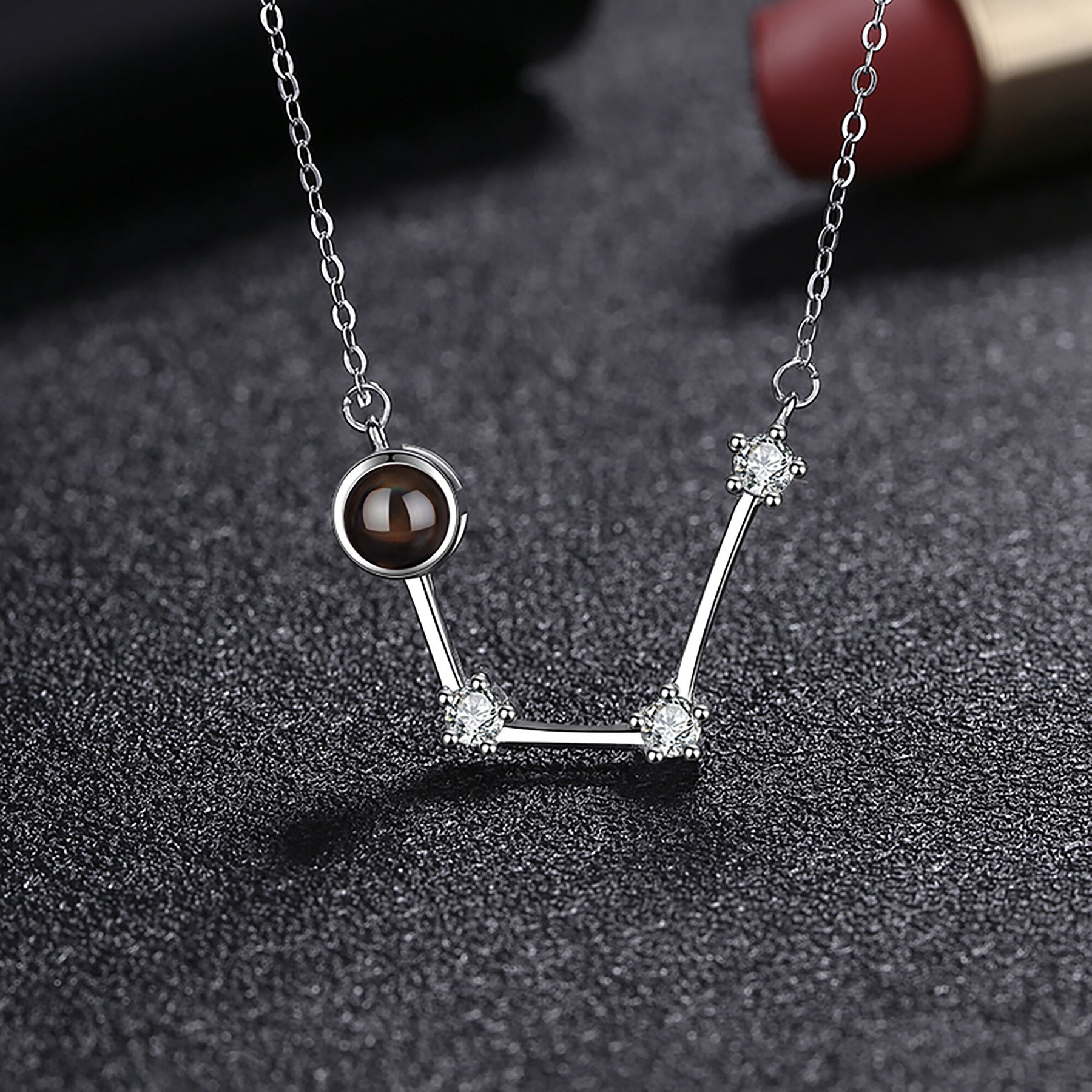 Personalized 12 Constellations Projection Necklace Customized Color Photo Pendant Jewelry Gifts