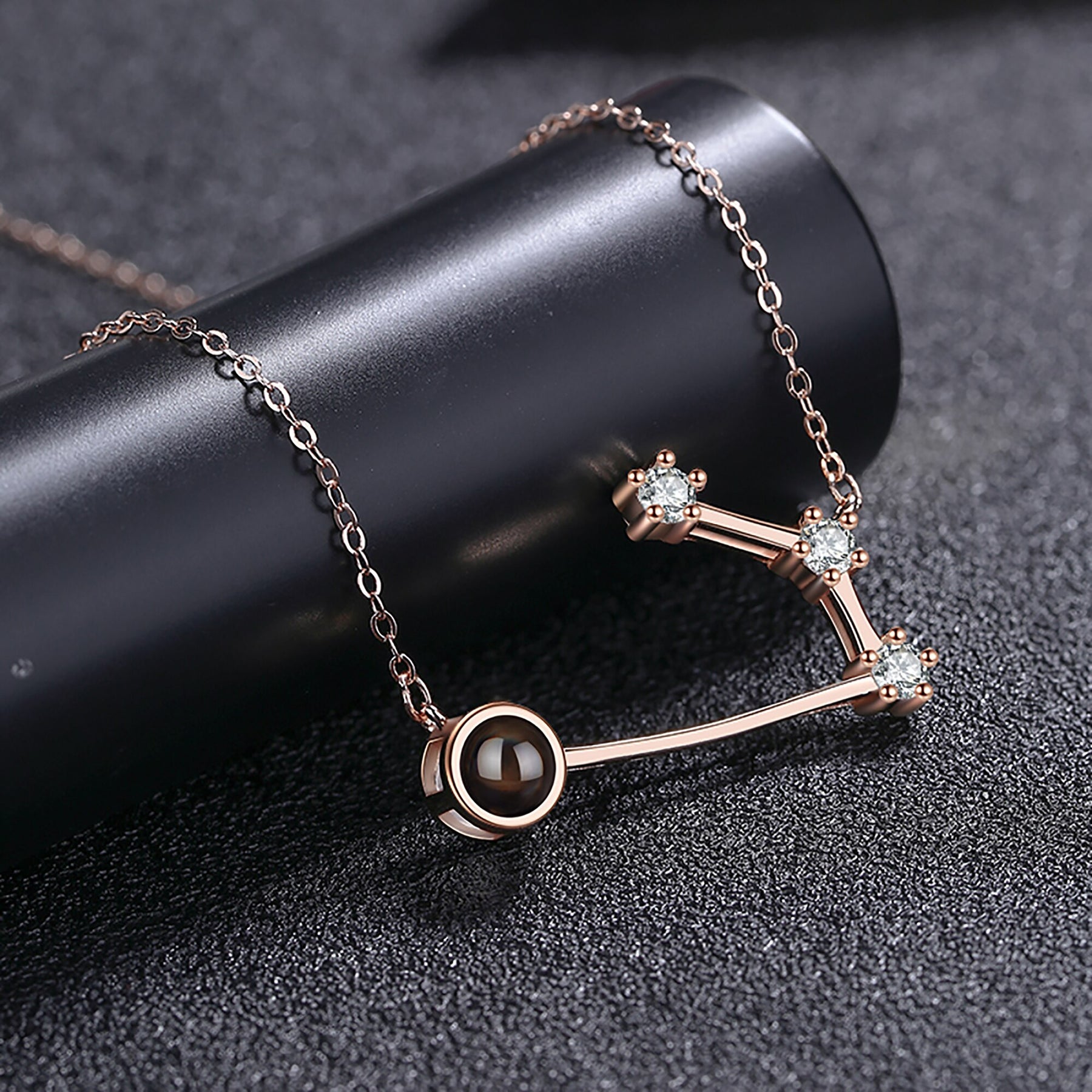 Personalized 12 Constellations Projection Necklace Customized Color Photo Pendant Jewelry Gifts