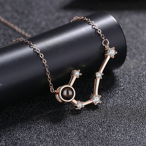 Personalized 12 Constellations Projection Necklace Customized Color Photo Pendant Jewelry Gifts