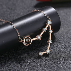 Personalized 12 Constellations Projection Necklace Customized Color Photo Pendant Jewelry Gifts