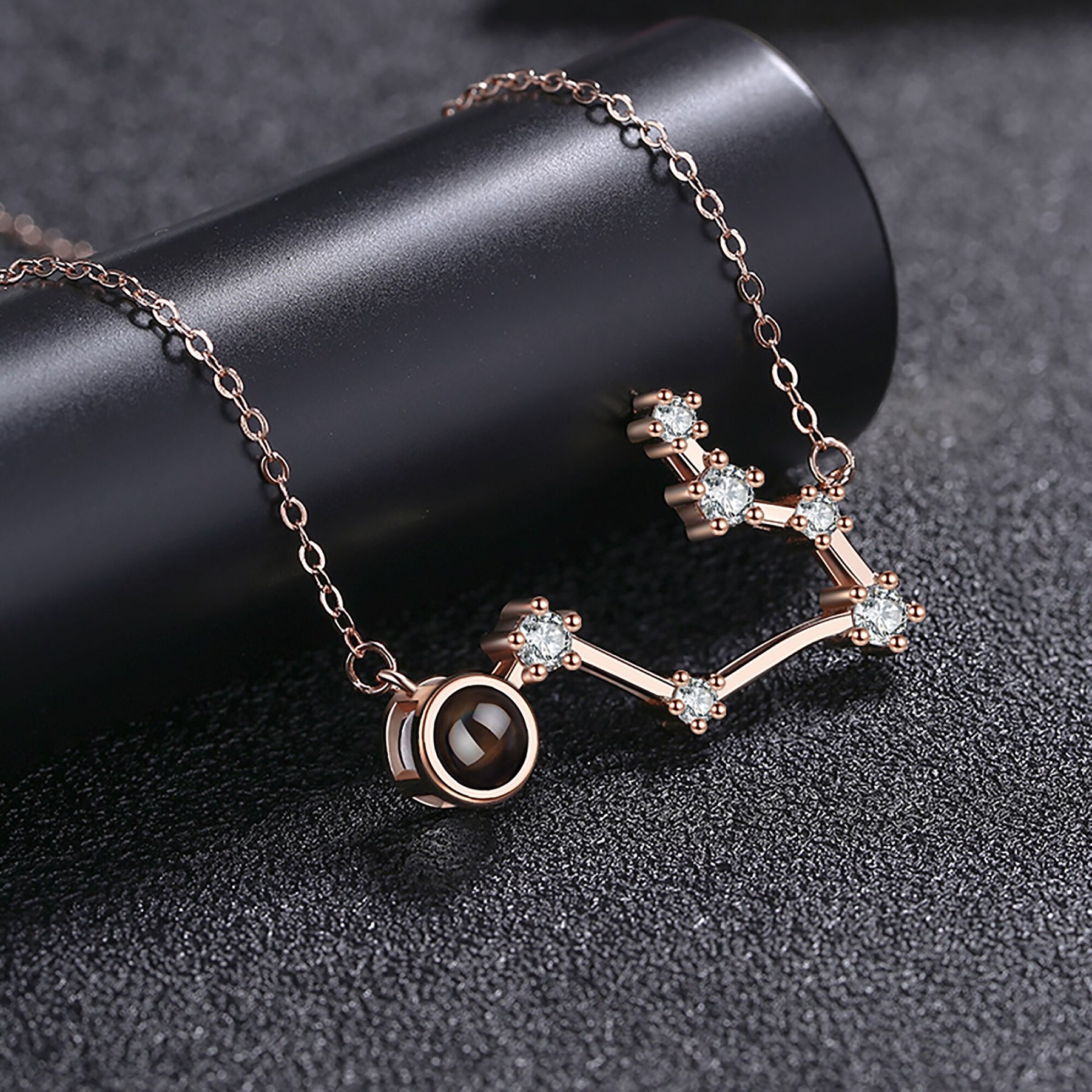 Personalized 12 Constellations Projection Necklace Customized Color Photo Pendant Jewelry Gifts