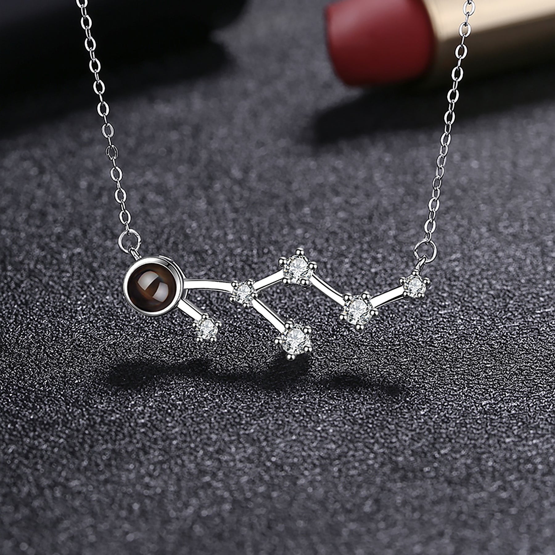 Personalized 12 Constellations Projection Necklace Customized Color Photo Pendant Jewelry Gifts