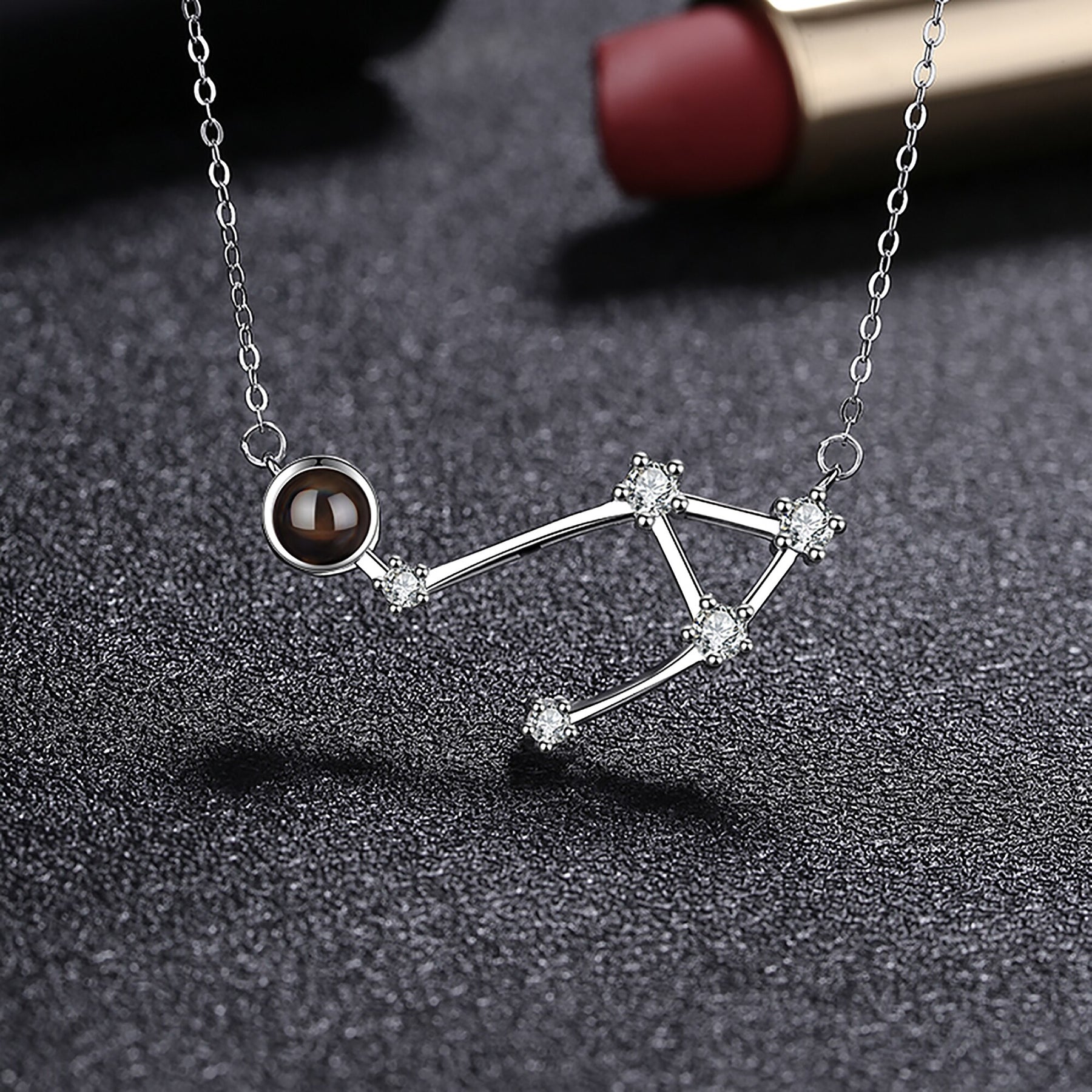 Personalized 12 Constellations Projection Necklace Customized Color Photo Pendant Jewelry Gifts