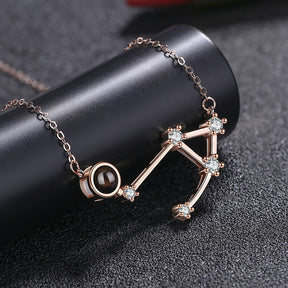 Personalized 12 Constellations Projection Necklace Customized Color Photo Pendant Jewelry Gifts