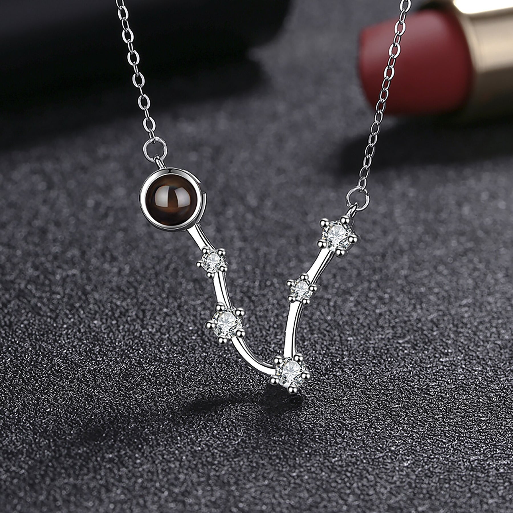 Personalized 12 Constellations Projection Necklace Customized Color Photo Pendant Jewelry Gifts