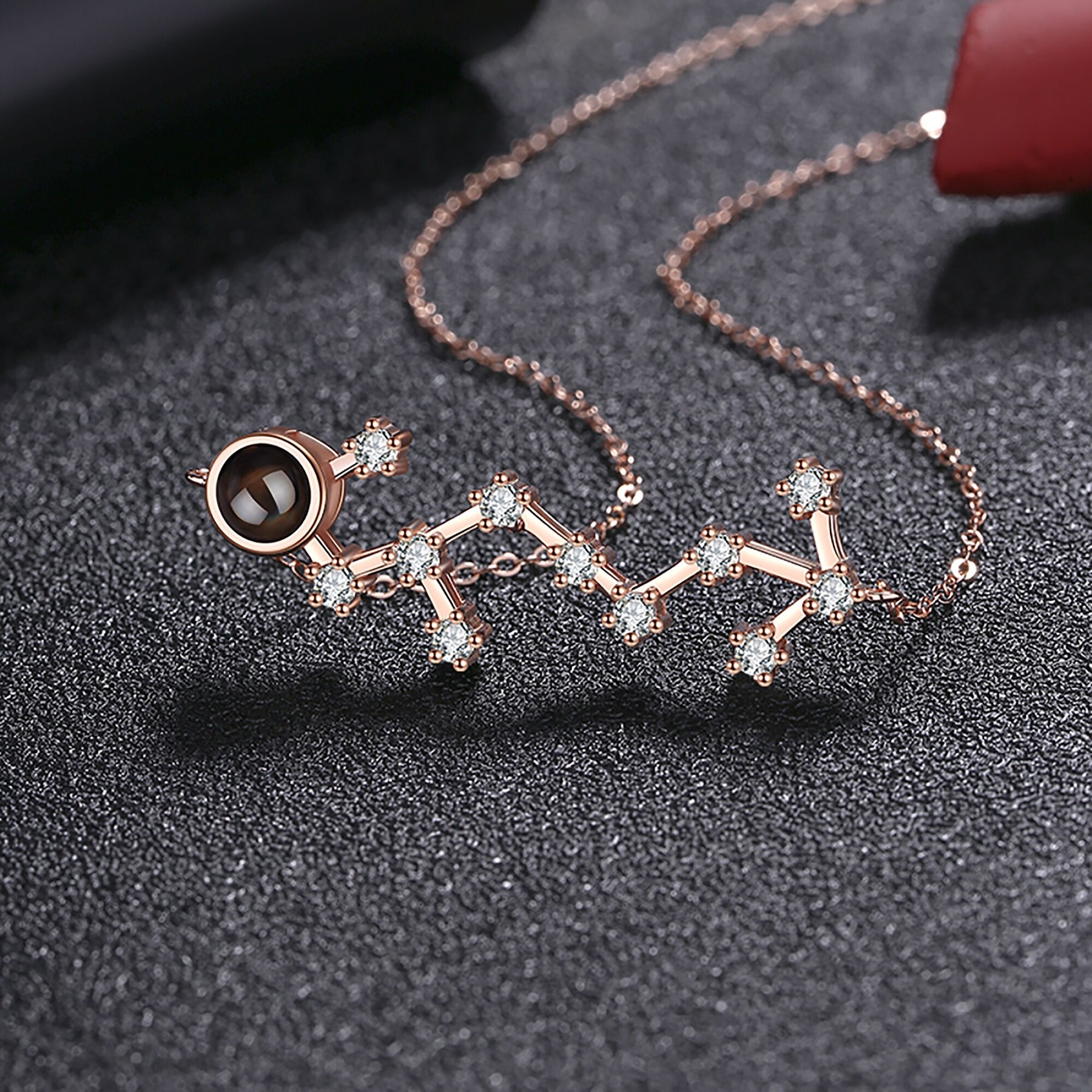 Personalized 12 Constellations Projection Necklace Customized Color Photo Pendant Jewelry Gifts