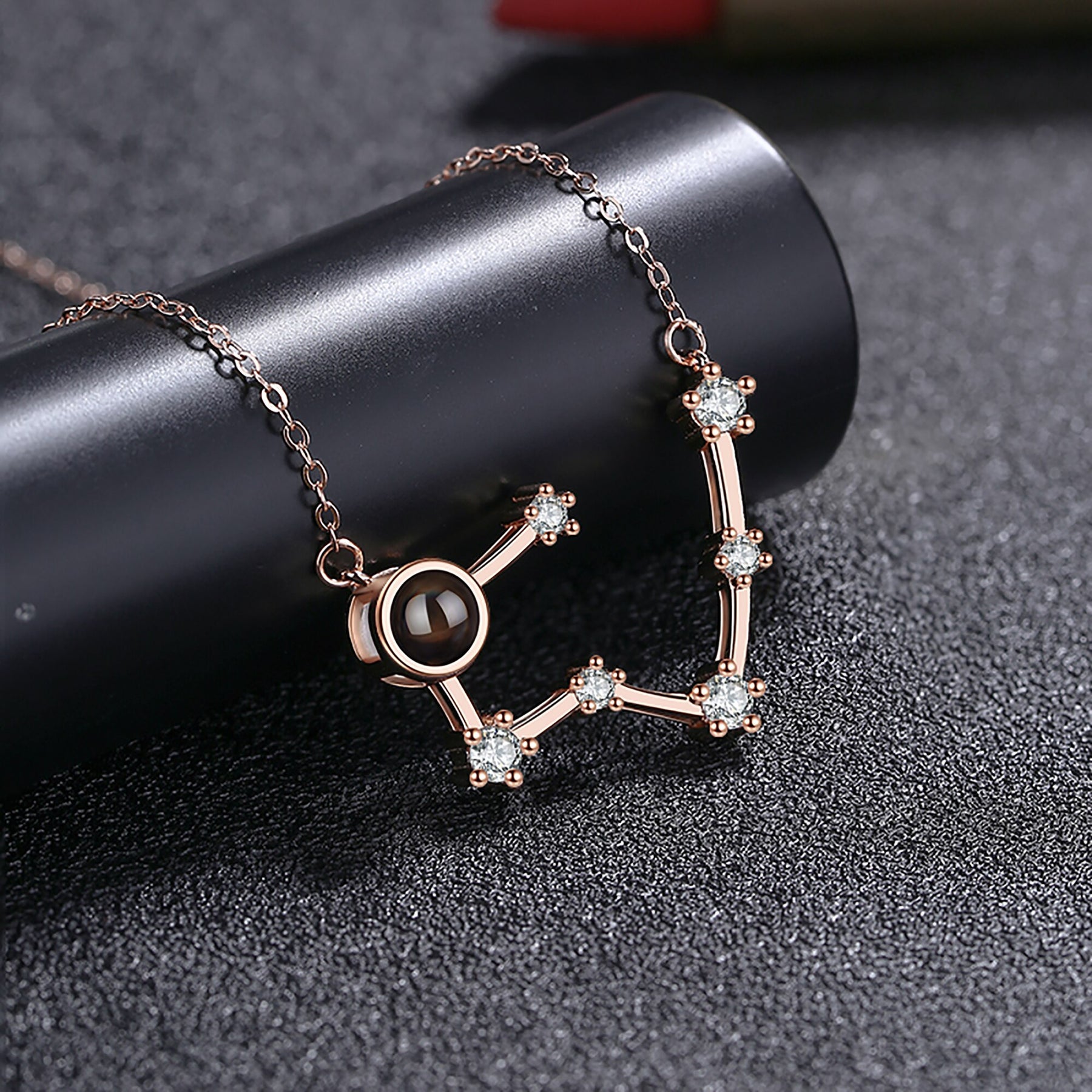 Personalized 12 Constellations Projection Necklace Customized Color Photo Pendant Jewelry Gifts