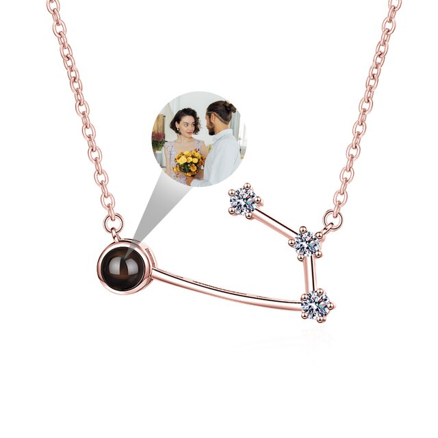 Personalized 12 Constellations Projection Necklace Customized Color Photo Pendant Jewelry Gifts