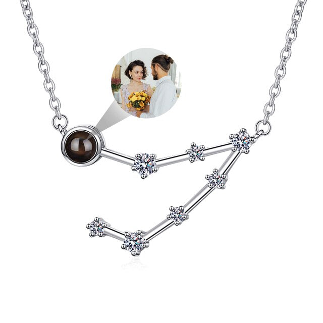 Personalized 12 Constellations Projection Necklace Customized Color Photo Pendant Jewelry Gifts