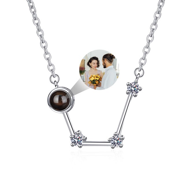 Personalized 12 Constellations Projection Necklace Customized Color Photo Pendant Jewelry Gifts