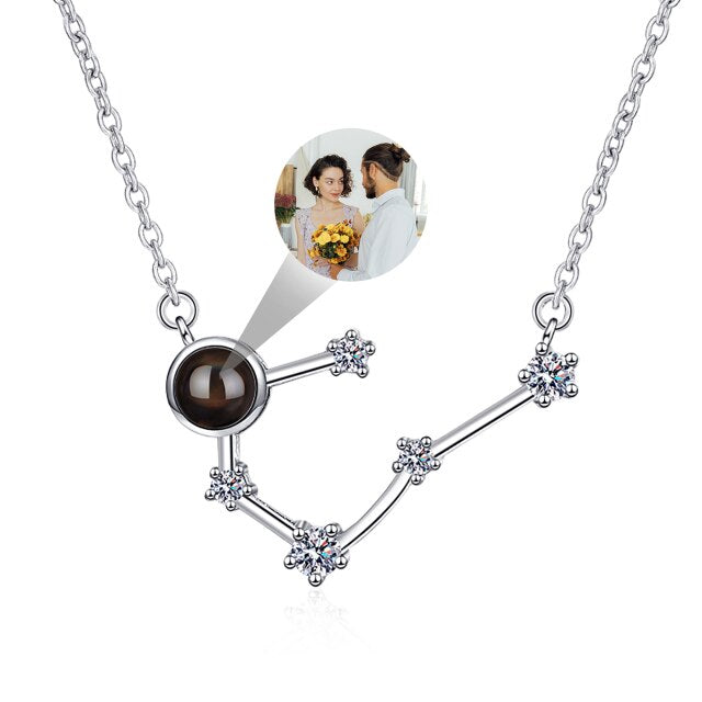 Personalized 12 Constellations Projection Necklace Customized Color Photo Pendant Jewelry Gifts