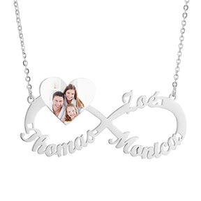 Silver Infinity Symbol Shape Photo Necklace