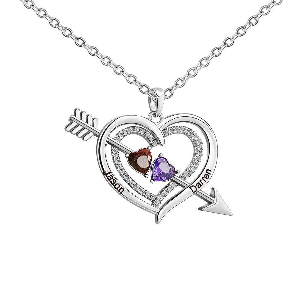 Personalized Love Heart Arrow Shape Necklace Custom Name Gold Silver Color Pendant