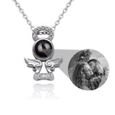 Personalized Memory Projection Necklace Customized Crystal Angel Wings Pendant