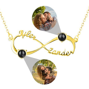 Personalized Infinity Symbol Projection Necklace For Women Customize Name Photo Pendant