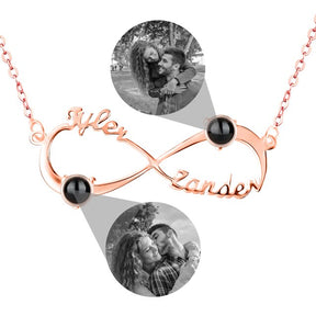 Personalized Infinity Symbol Projection Necklace For Women Customize Name Photo Pendant