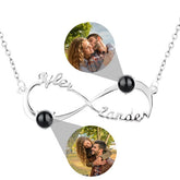 Personalized Infinity Symbol Projection Necklace For Women Customize Name Photo Pendant