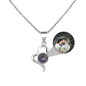 Custom Irregular Heart Pendant Personalized Photo Name Creative Gift Projection Necklace