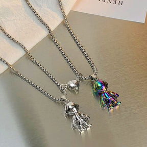 2pc/set Magnet Attracts Couple Necklace Spaceman Charm Jewelry Lover Distance Gift