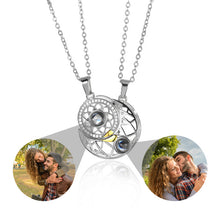 2pcs Personalized Sun Moon Couple Necklace Customized Photo Projection Pendant