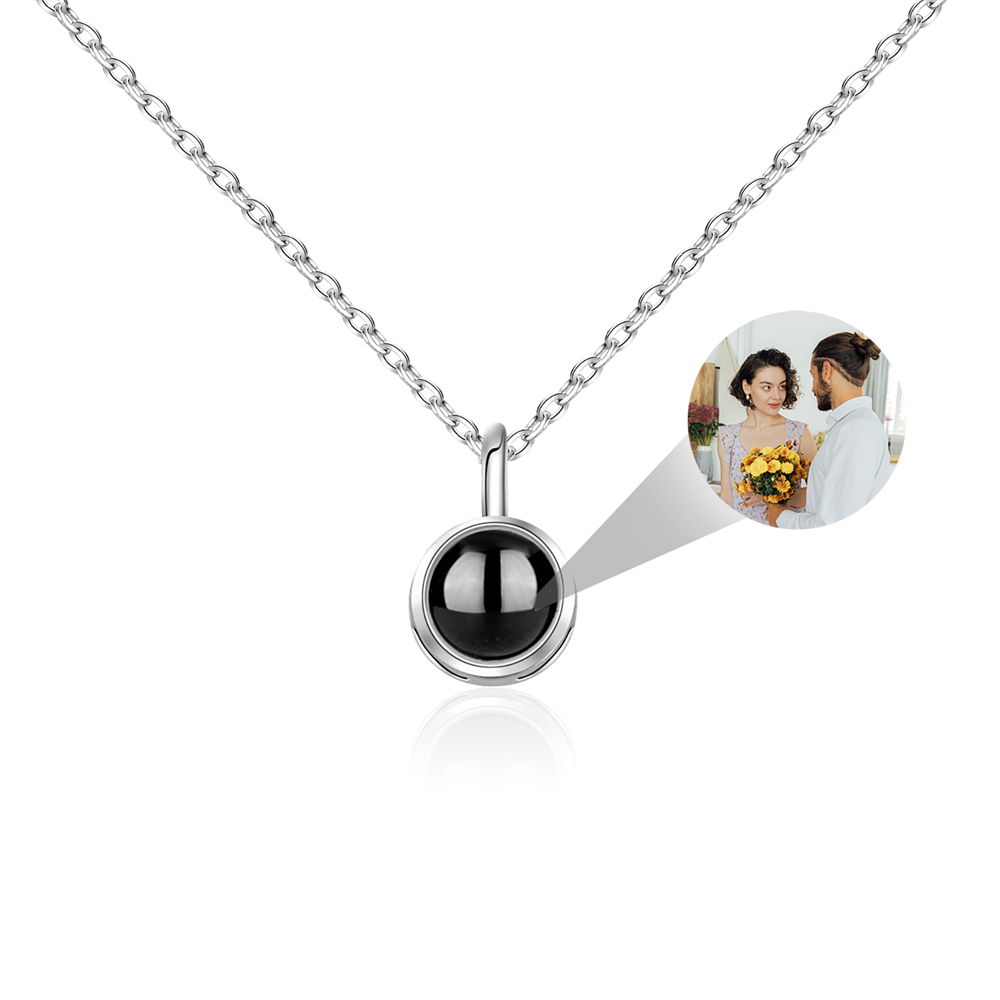 Personalized Color Photo Projection Necklace Basic Style Round Pendant Simple Custom Necklaces