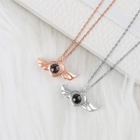 Personalized Heart Wing Projection Pendant Custom Photo Necklace