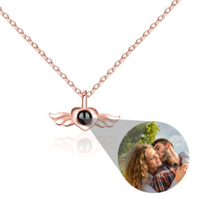 Personalized Heart Wing Projection Pendant Custom Photo Necklace