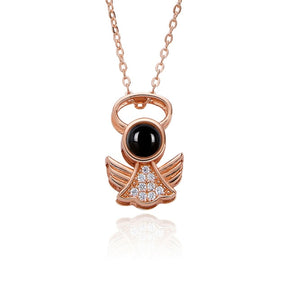 Personalized Angel Necklace With Wings Custom Projection Name Photo Pendant Necklaces