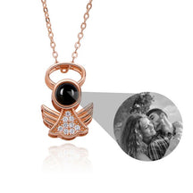 Personalized Angel Necklace With Wings Custom Projection Name Photo Pendant Necklaces