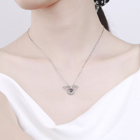 Custom Angel Wing Round Projection Necklace Personalized Photo Projection Name Necklaces