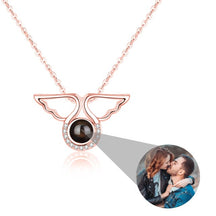 Custom Angel Wing Round Projection Necklace Personalized Photo Projection Name Necklaces