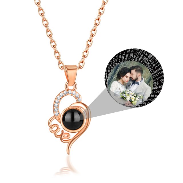 Custom Photo Name Projection Necklace Personalized Love Letter Pendant